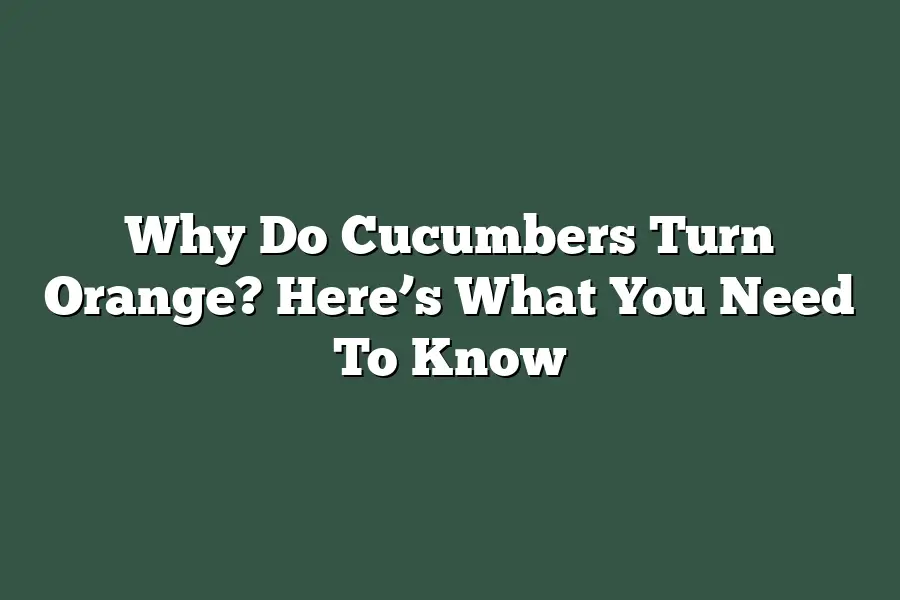 Why Do Cucumbers Turn Orange? Here’s What You Need To Know