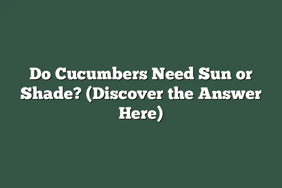 Do Cucumbers Need Sun or Shade? (Discover the Answer Here)